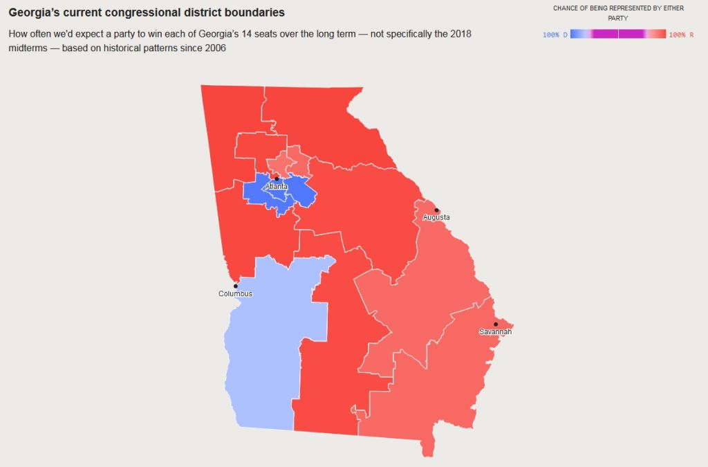 Georgia districts map (2018)