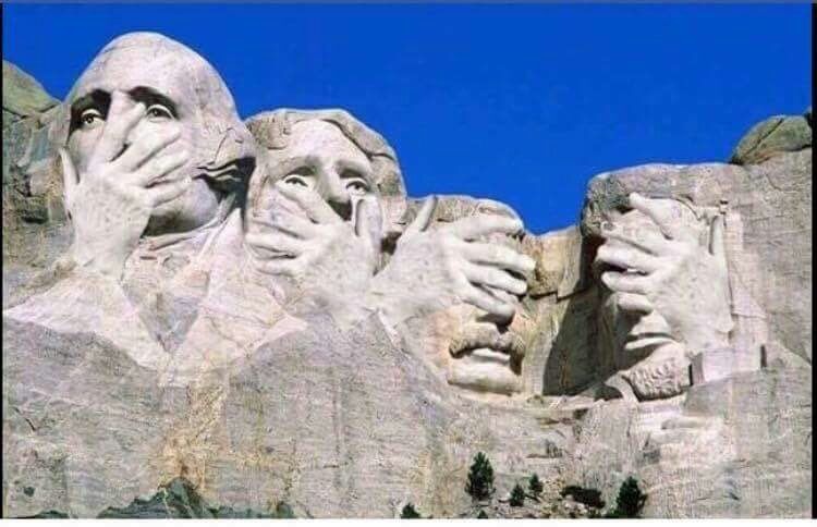 Mount Rushmore Faces Palming
